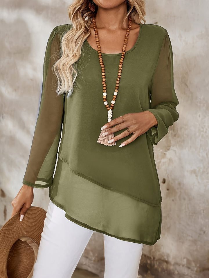 Hazel | Layered Irregular-Hem Blouse
