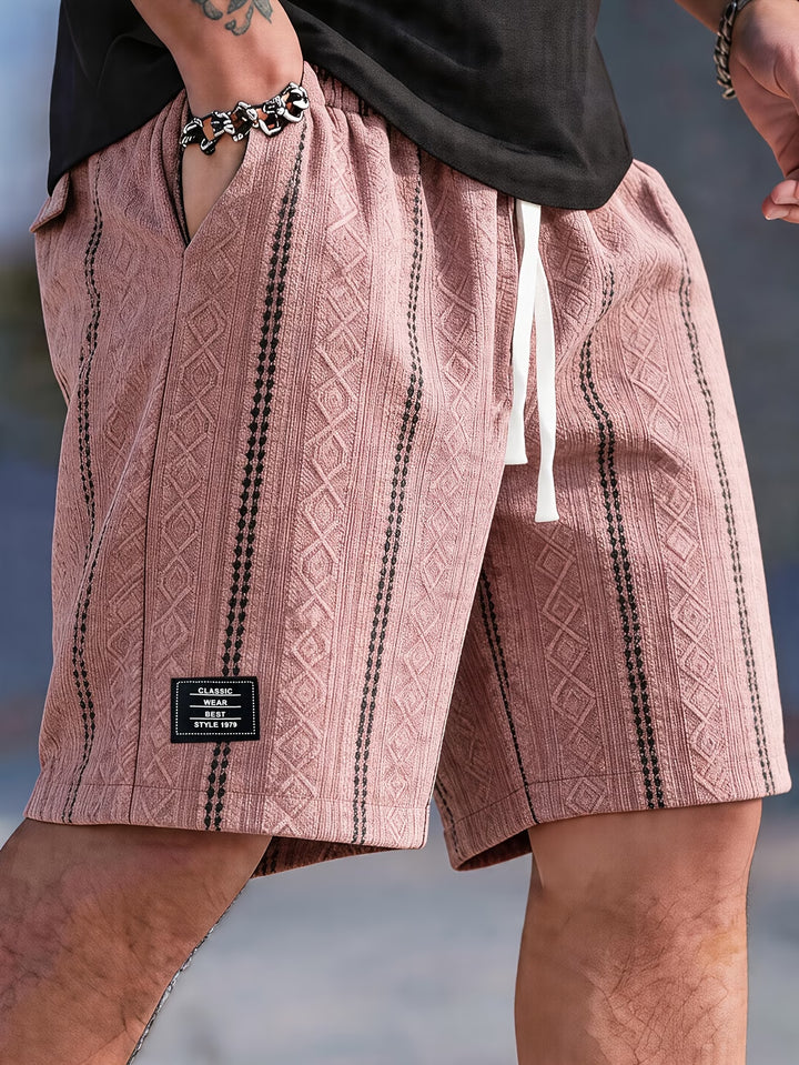 Caspien | Geometric Texture Knit Drawstring Shorts