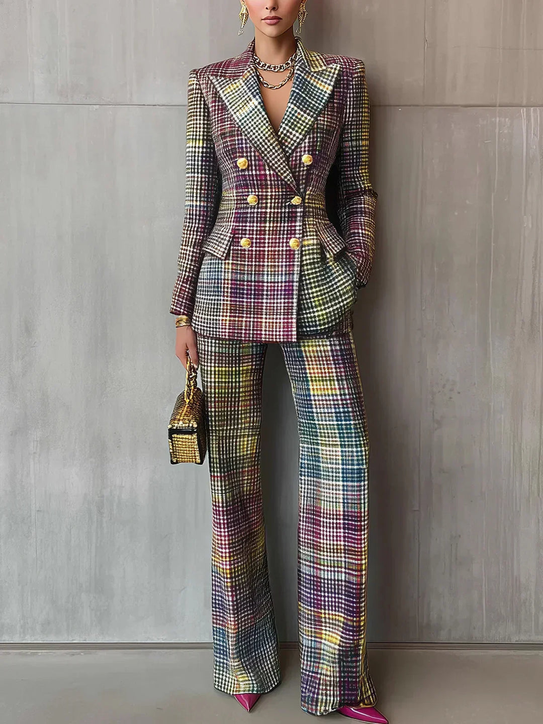 Haley | Elegant Luxe Multicolor V-Neck Set