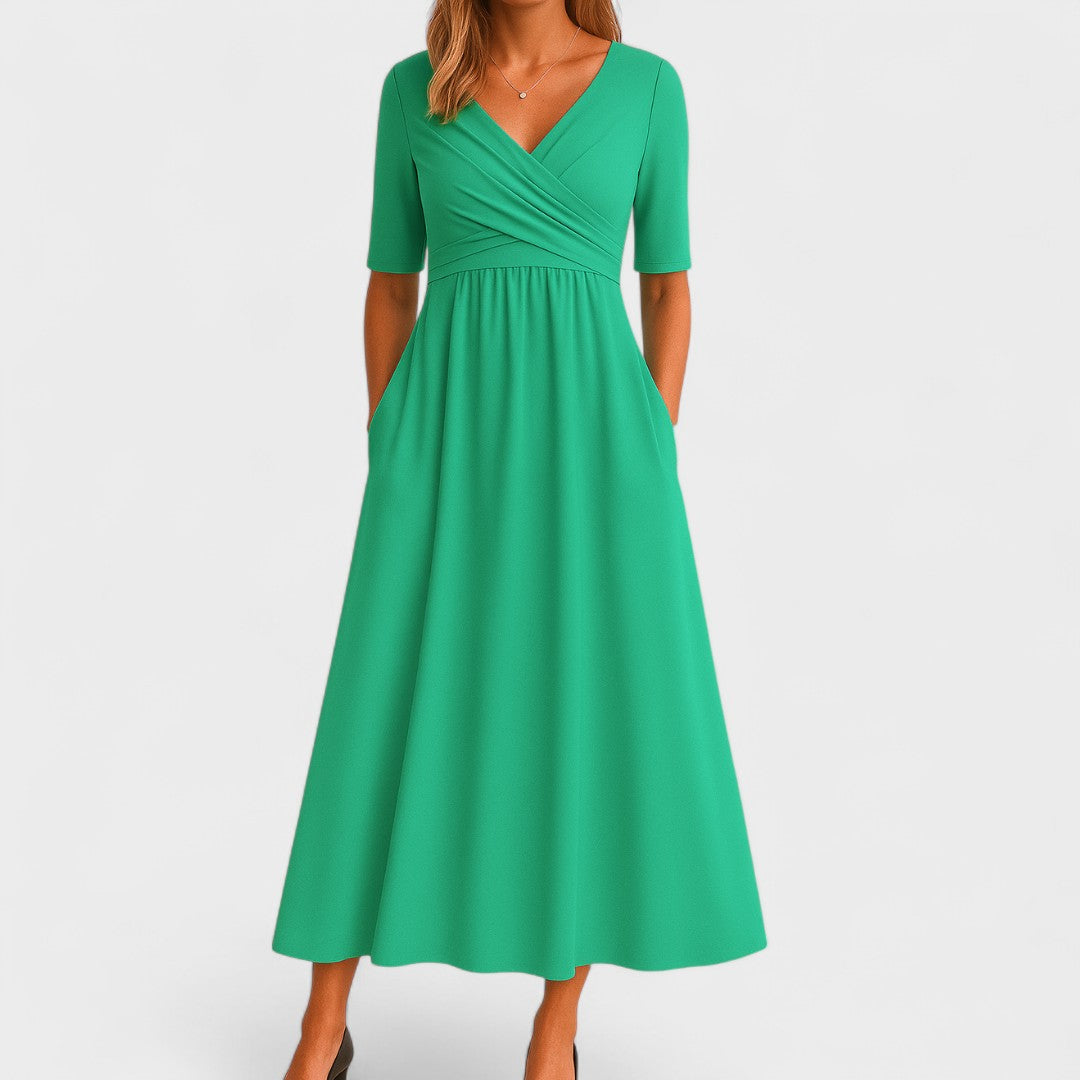 Gabrielle | Graceful Pleated Midi Dress