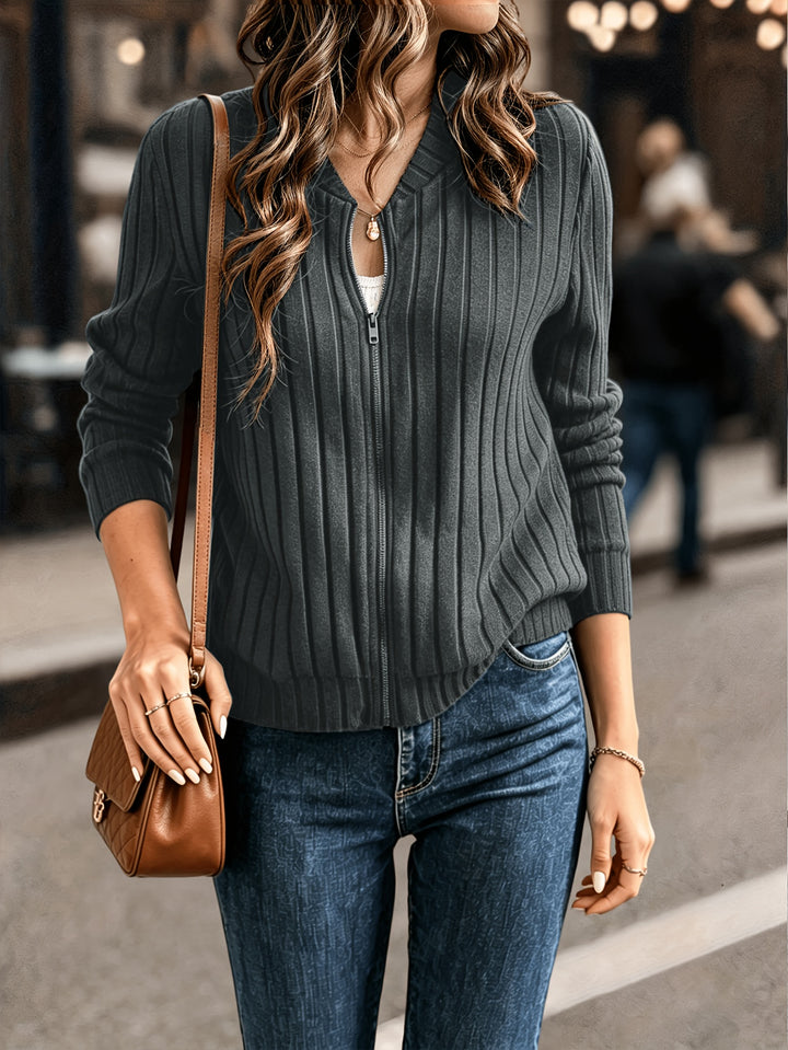 Corinne | Refined Ribbed Zip Jacket