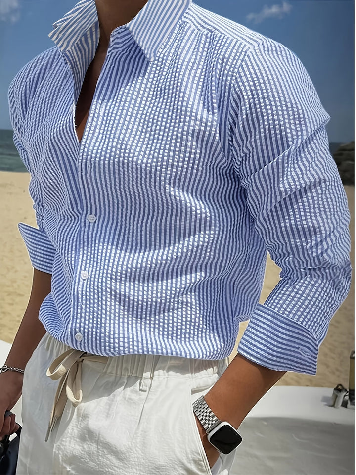 Caelum | Breathable Striped Long-Sleeve Lapel Shirt