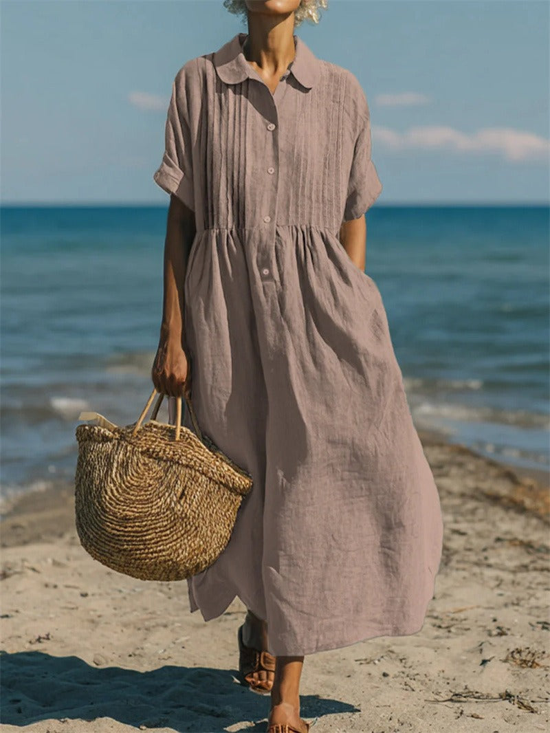 Liorra | Casual Button Mid Sleeve Dress