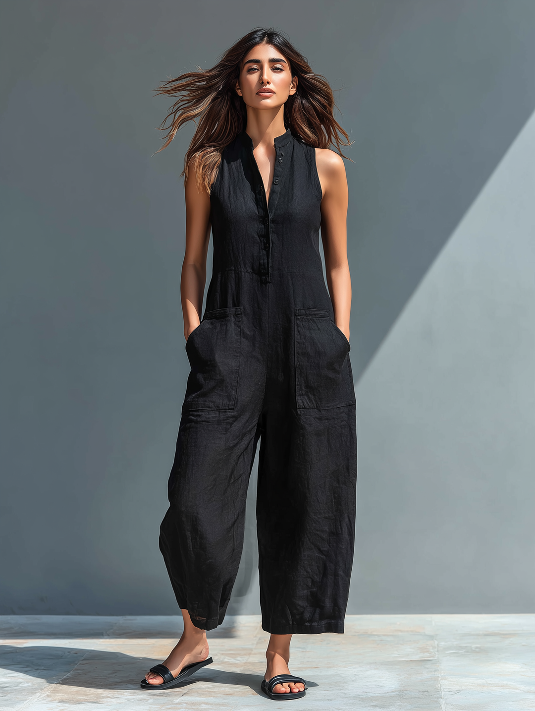 Thalassa | Elegant Sleeveless Button Jumpsuit