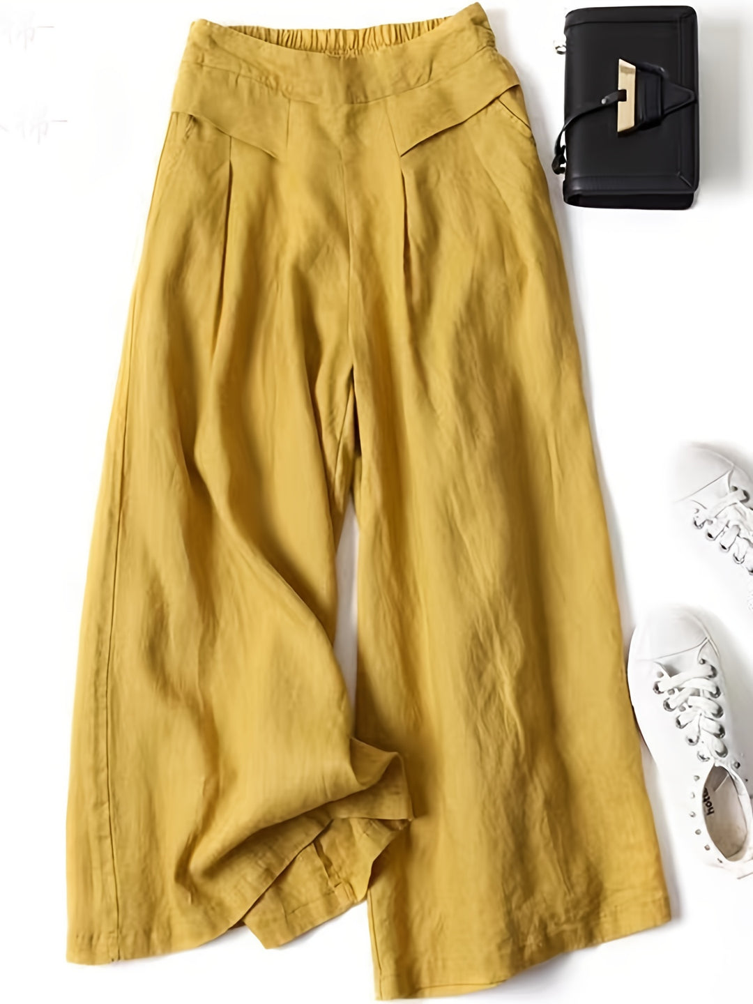 Linen Wide-Leg Ankle Pants