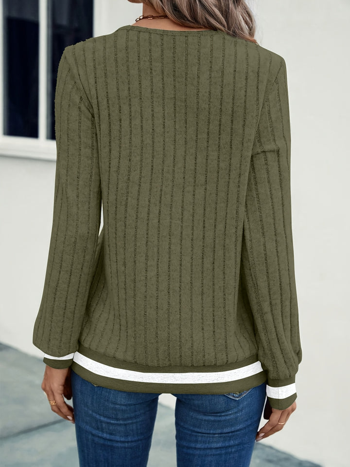 Rosanna | Contrast-Trim Ribbed Top