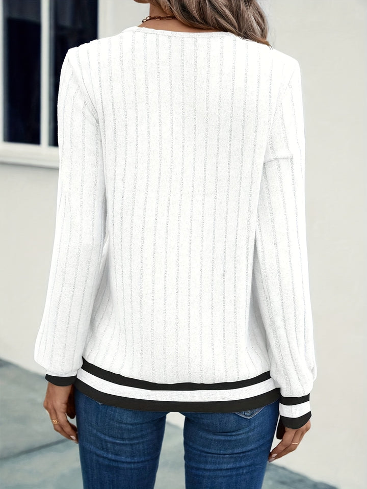 Rosanna | Contrast-Trim Ribbed Top