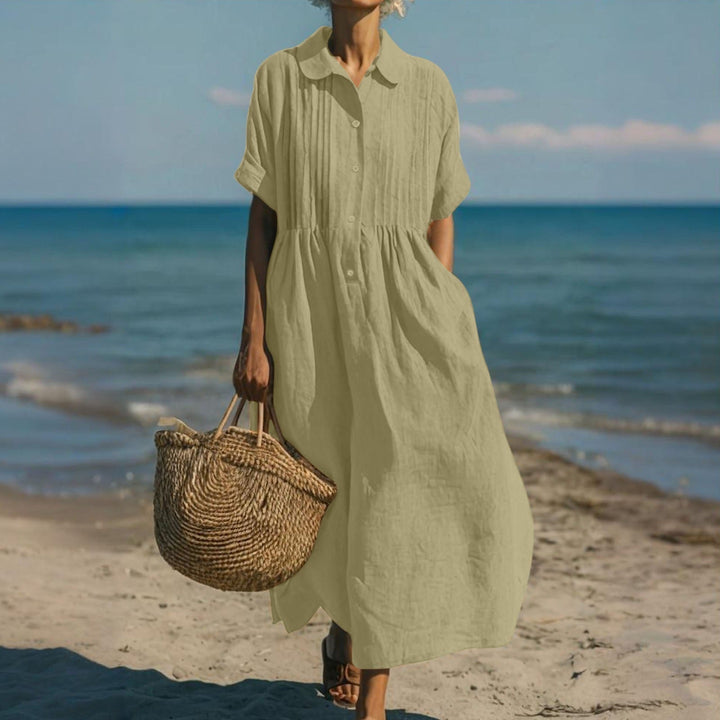 Liorra | Casual Button Mid Sleeve Dress