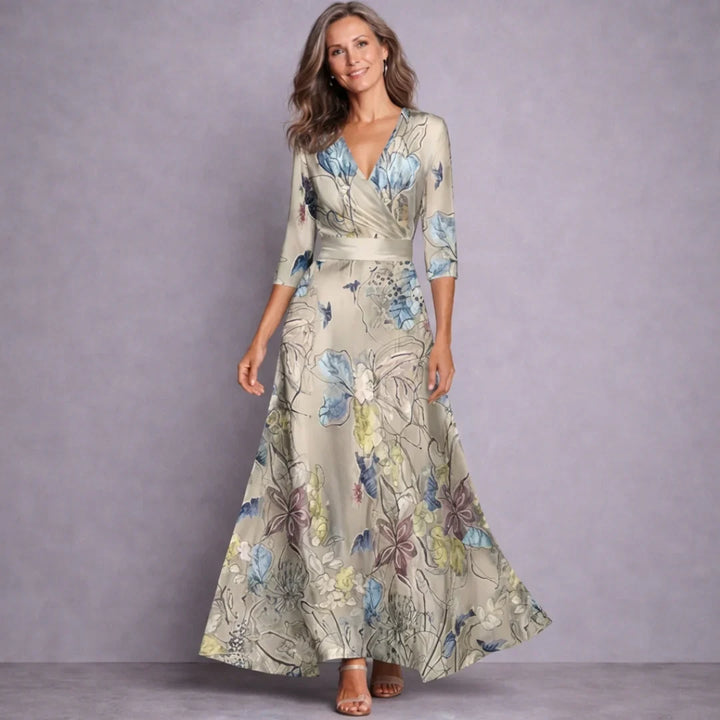 Carissa | Elegant Mid Sleeve Maxi Dress