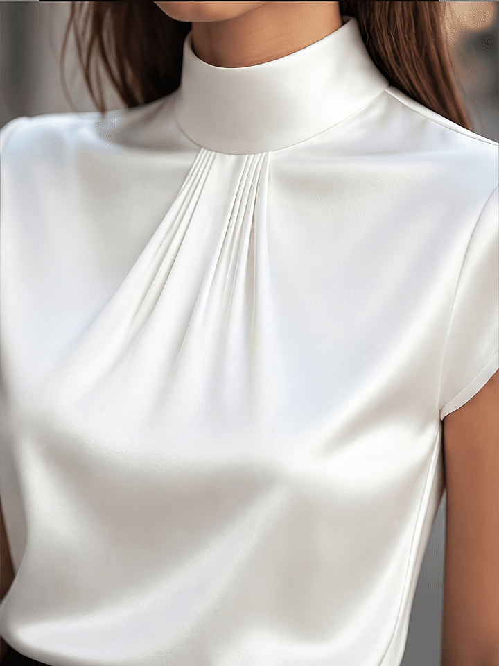 Bianca | Pleated Mock-Neck Top