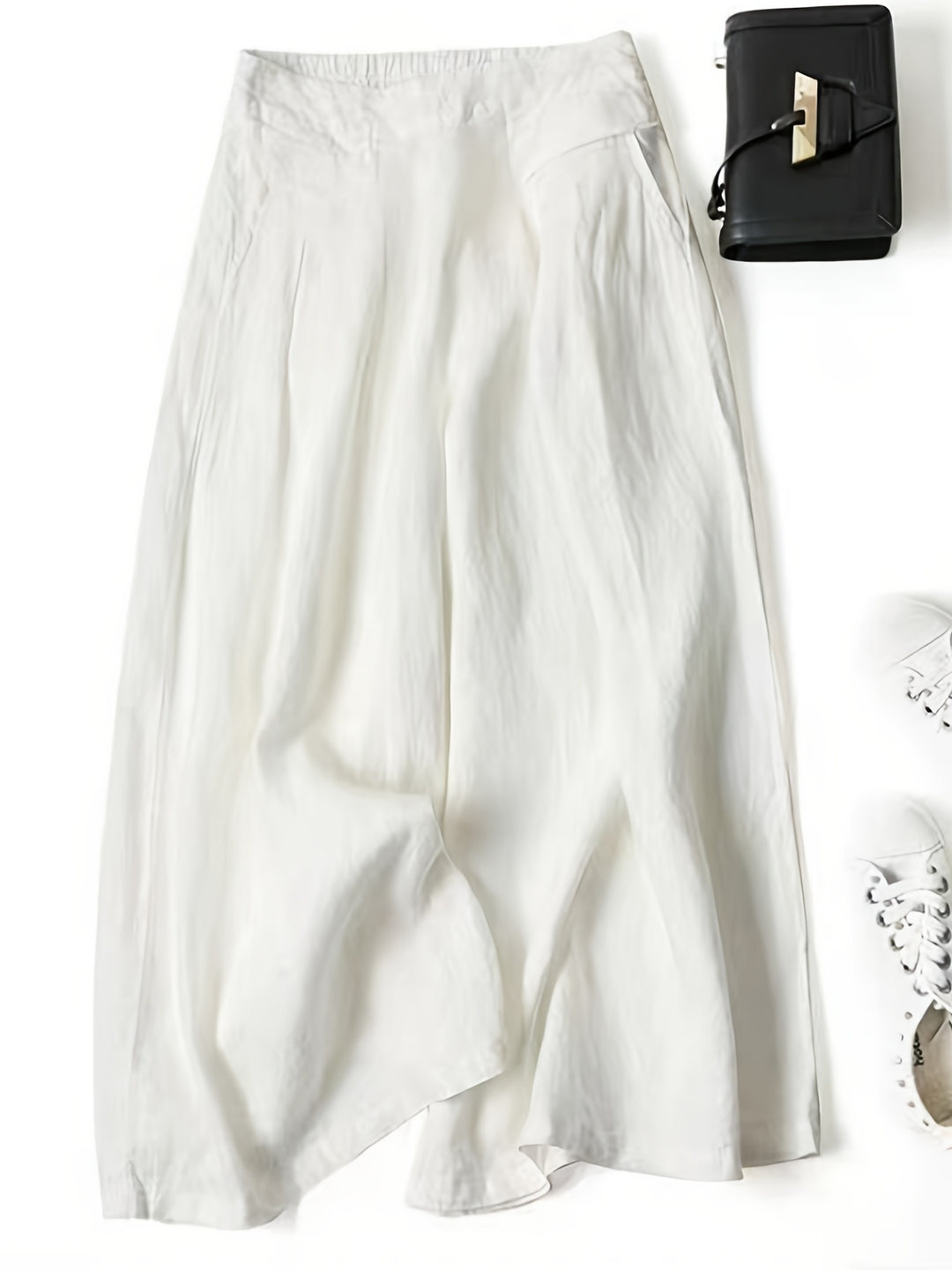 Linen Wide-Leg Ankle Pants