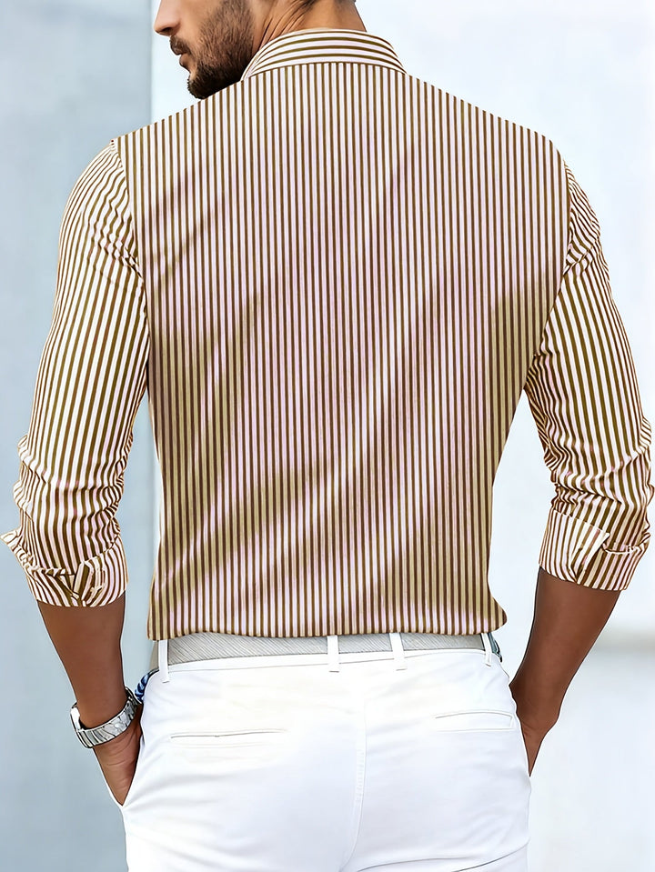 Julius | Woven-Texture Striped Long Sleeve Shirt