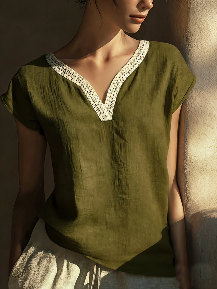Nora | Decorative Trim V-Neck Blouse