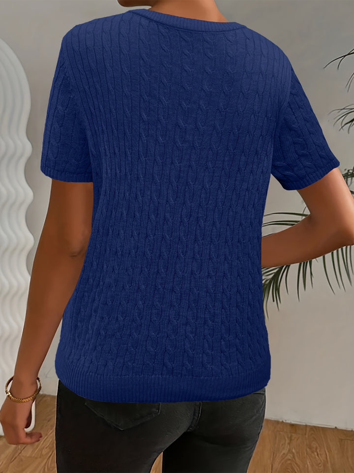 Josie | Cable-Textured Short Sleeve Top