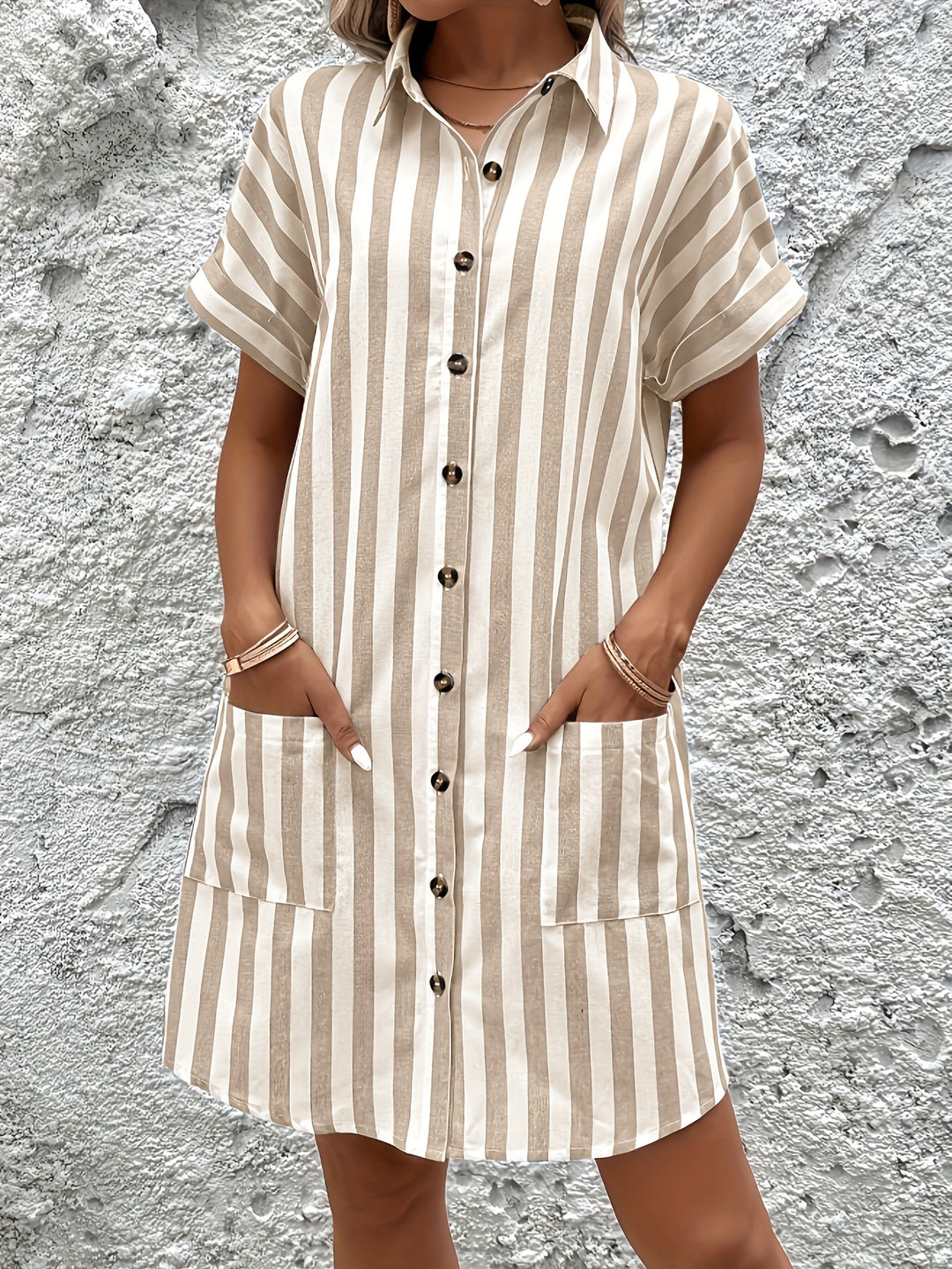 Clara | Striped Button-Up Shirt Dress