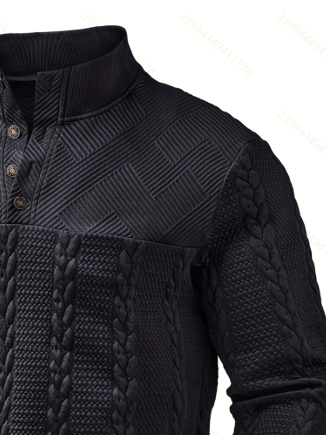 Callum | Textured Stand-Collar Henley