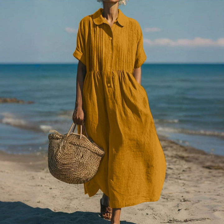 Liorra | Casual Button Mid Sleeve Dress