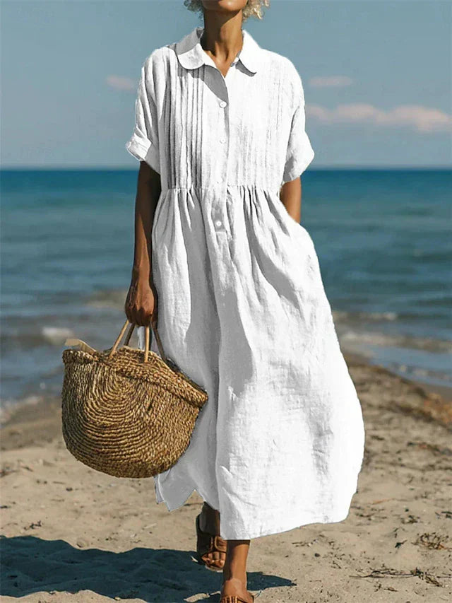 Liorra | Casual Button Mid Sleeve Dress