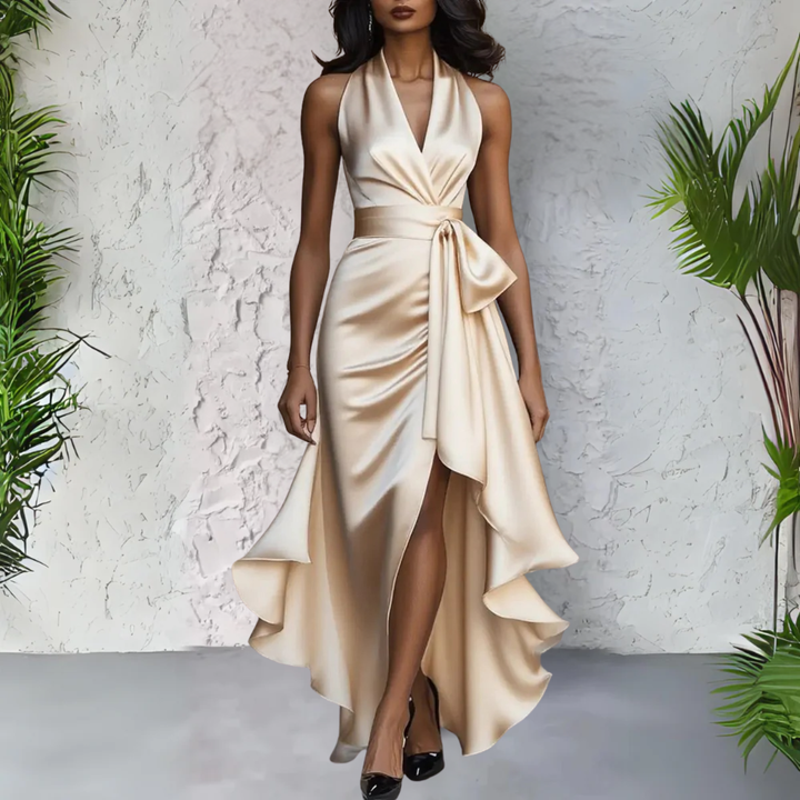 Rosalind | Draped Halter Evening Maxi Dress