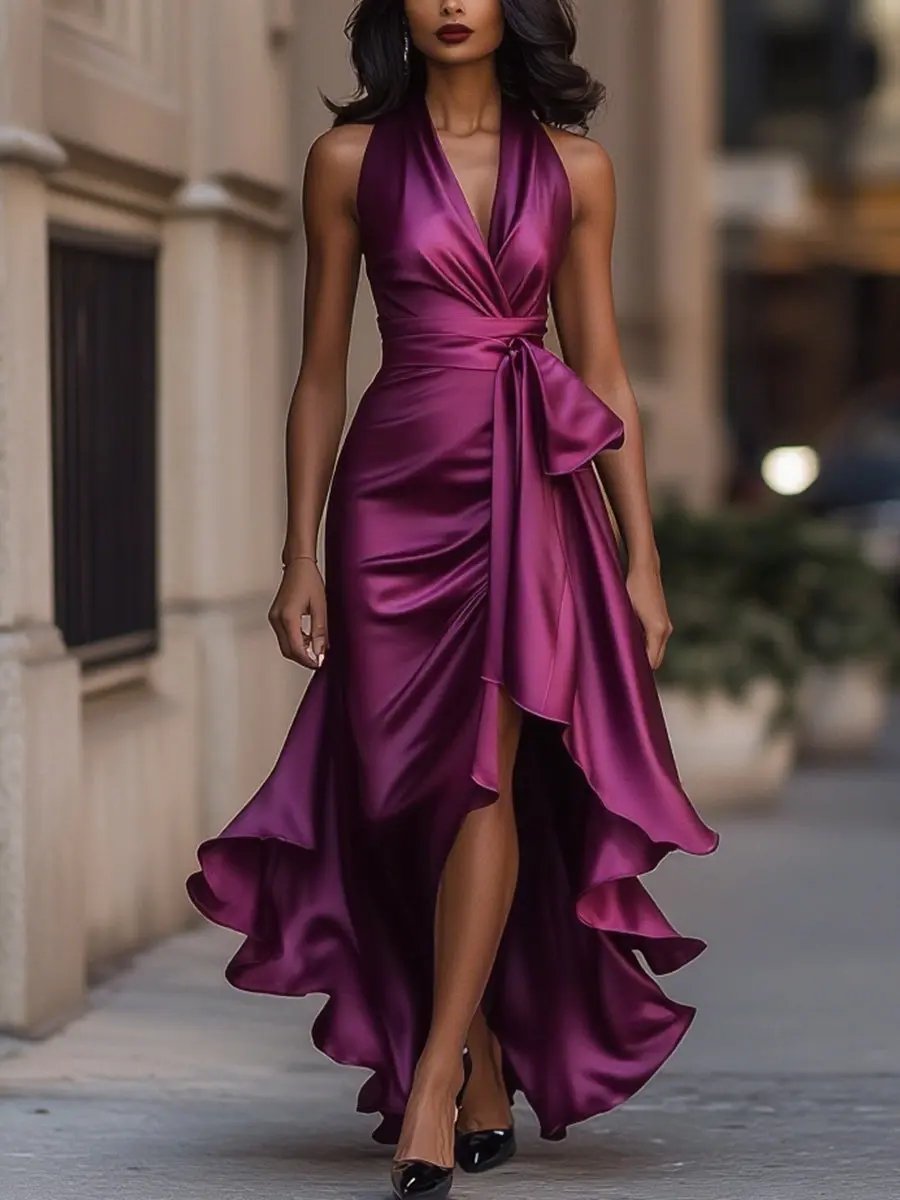 Rosalind | Draped Halter Evening Maxi Dress