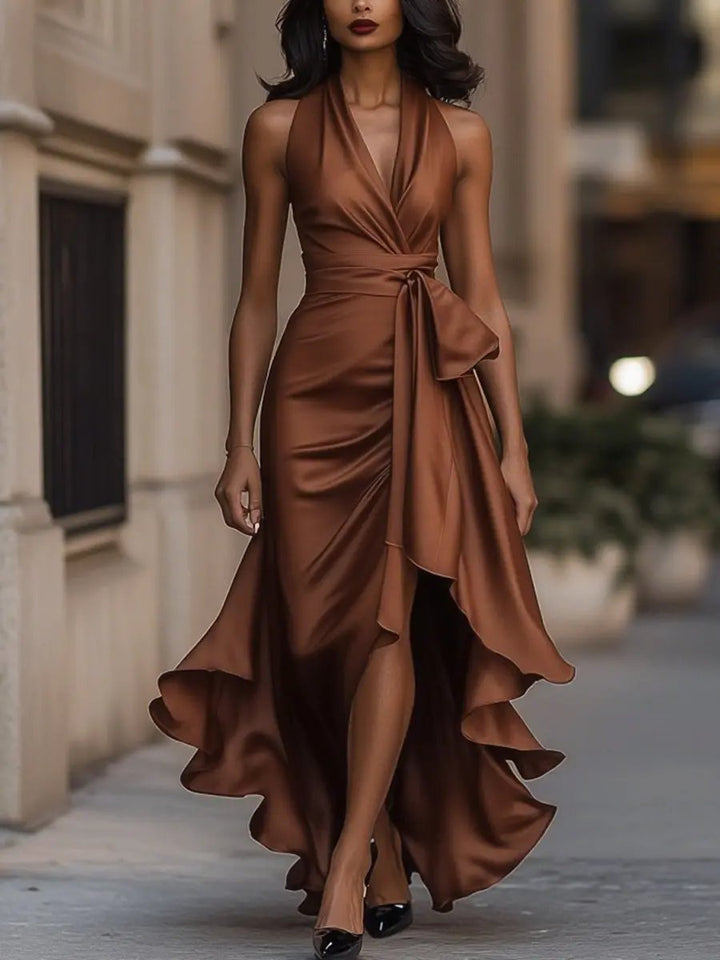 Rosalind | Draped Halter Evening Maxi Dress