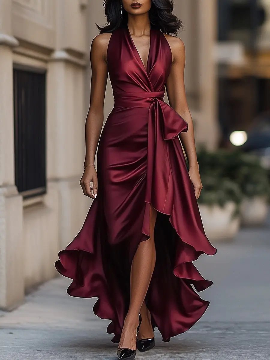 Rosalind | Draped Halter Evening Maxi Dress