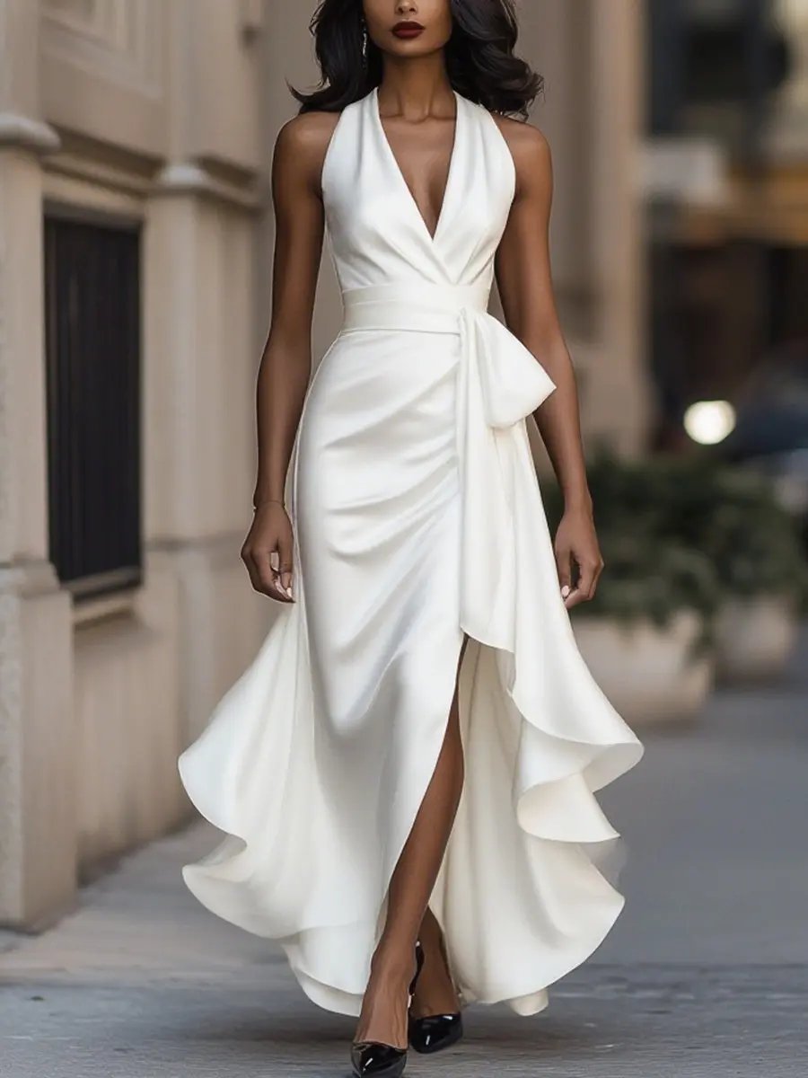 Rosalind | Draped Halter Evening Maxi Dress