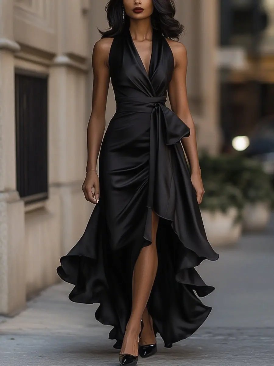 Rosalind | Draped Halter Evening Maxi Dress