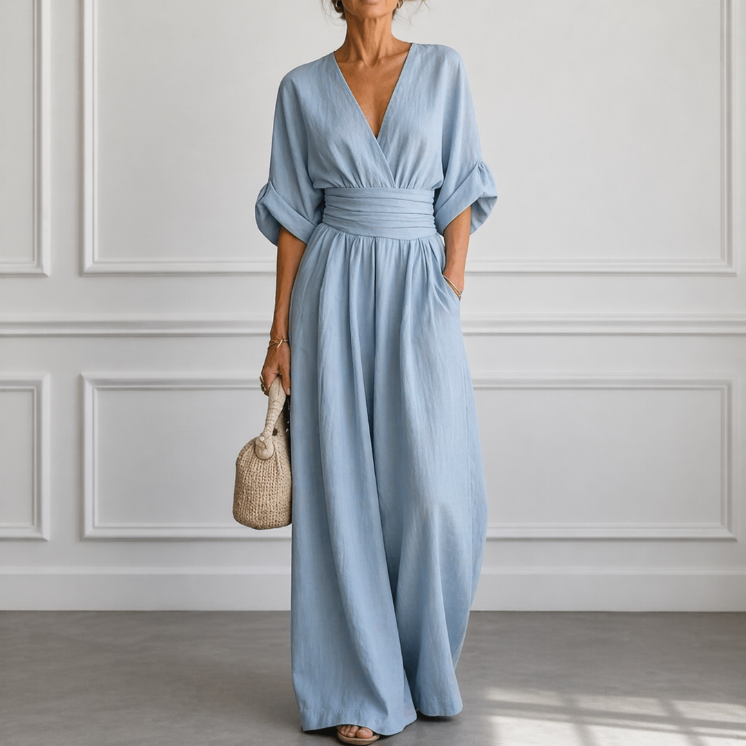 Kendra | Elegant V-Neck Wide Sleeve Jumpsuit
