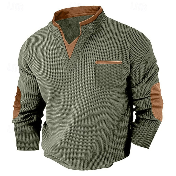 Beckett | Textured Long-Sleeve Henley Shirt