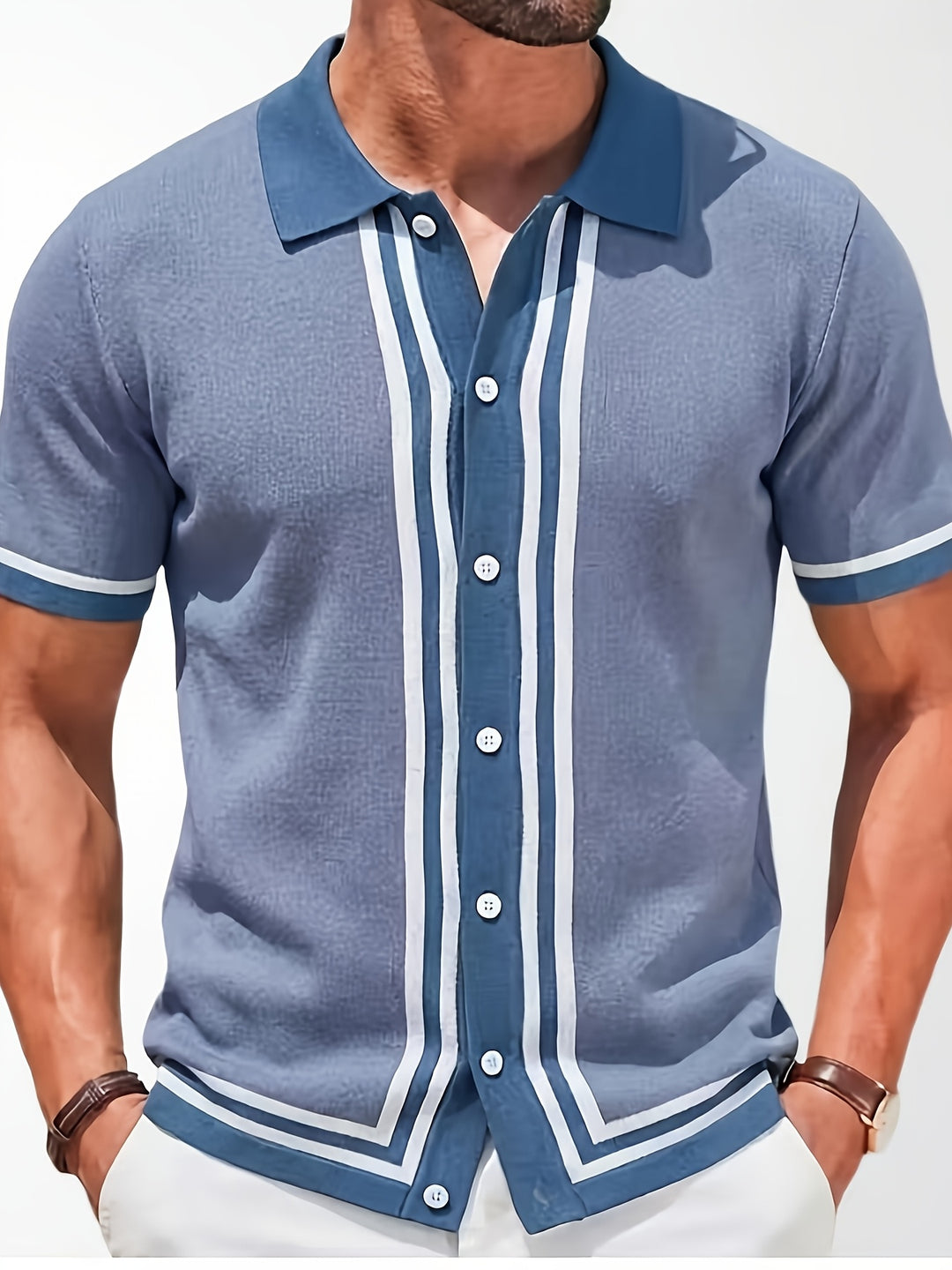 Cedric | Retro Striped Knit Shirt