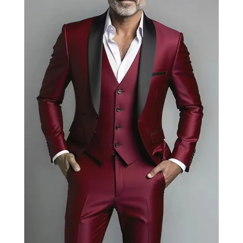 Frederick | Contrast-Lapel Three-Piece Set