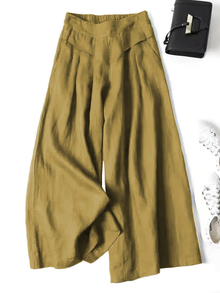 Linen Wide-Leg Ankle Pants