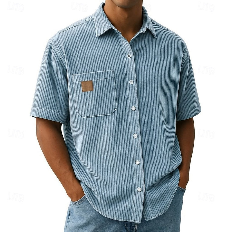 Silas | Textured Short-Sleeve Button-Up Shirt