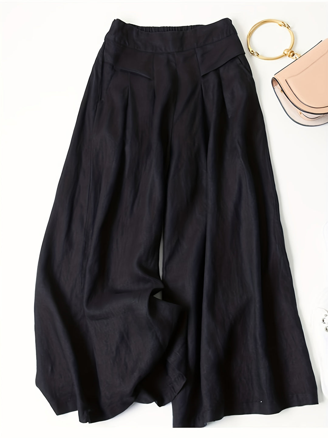 Linen Wide-Leg Ankle Pants