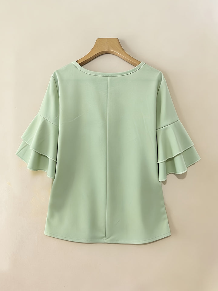 Eloise | Flowing Pearl-Button Blouse