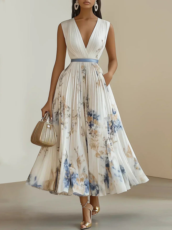 Livia | Elegant Sleeveless Long V-Neck Dress