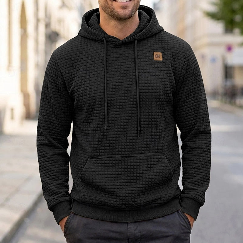 Hugh | Textured Hooded Pullover Hoodie