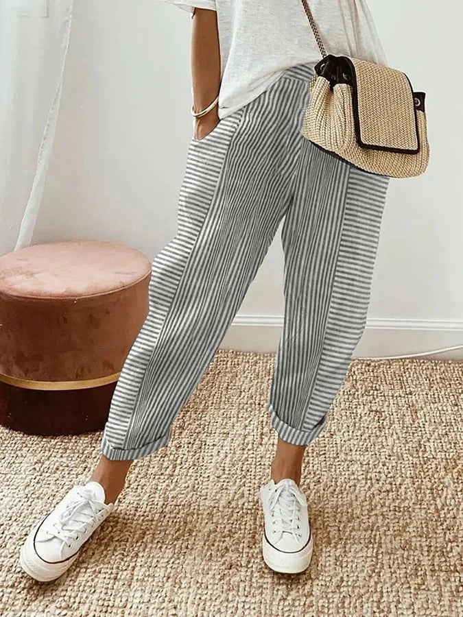 Evelyne | Relaxed Striped Summer Pants