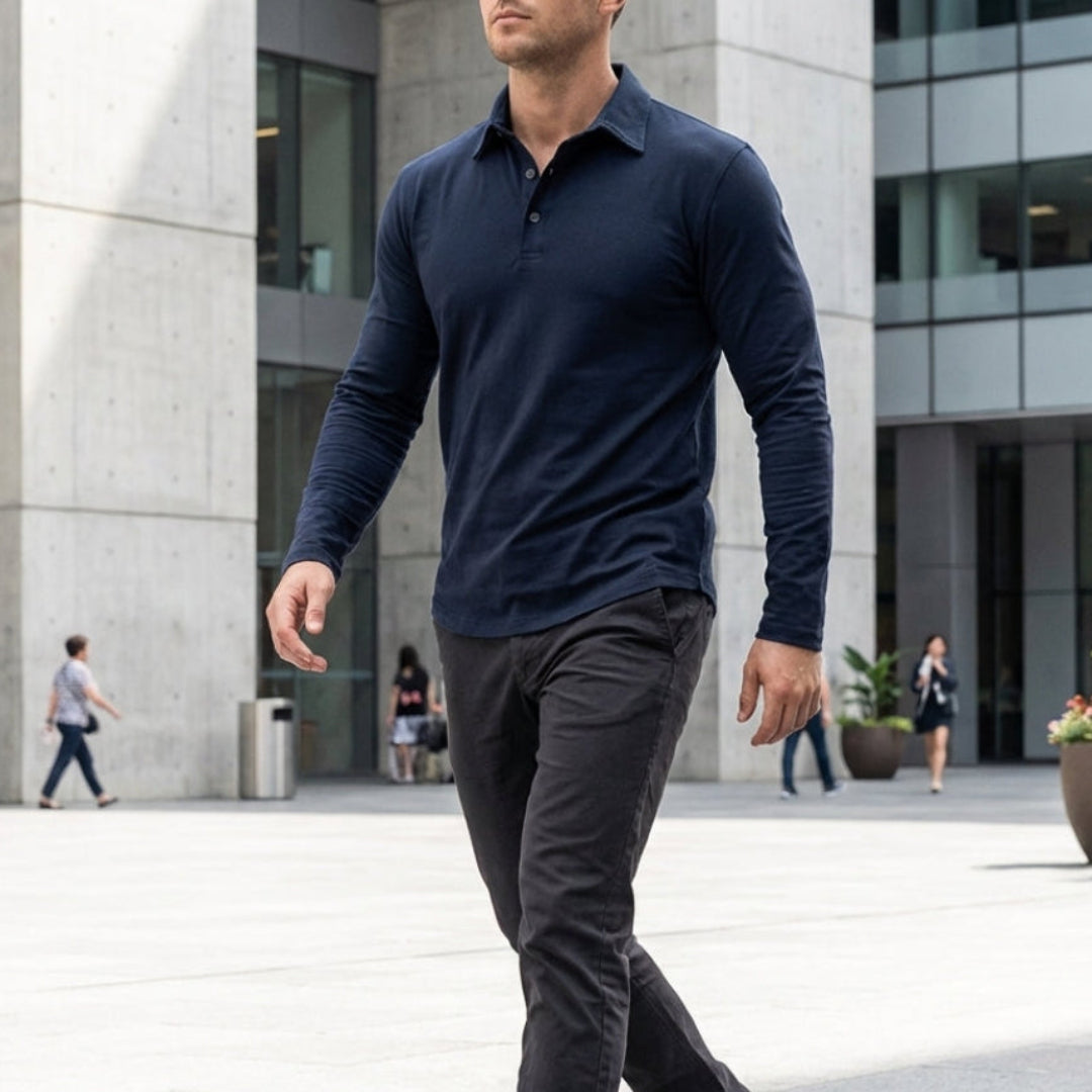 Edison | Casual Long Sleeve Collared Polo