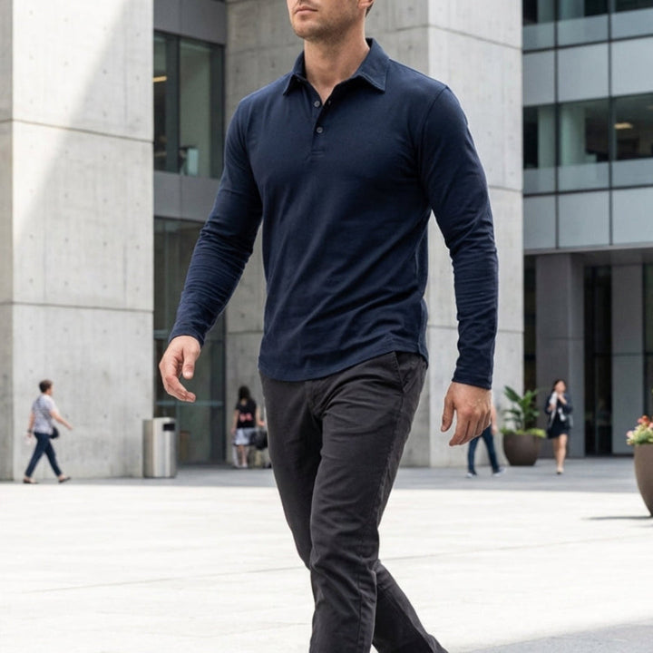 Edison | Casual Long Sleeve Collared Polo