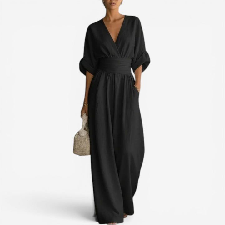 Jessica | Elegant Wide Sleeve V-Neck Jumpsuit