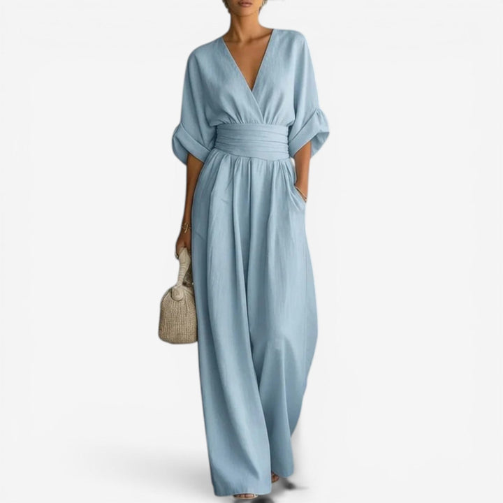 Jessica | Elegant Wide Sleeve V-Neck Jumpsuit