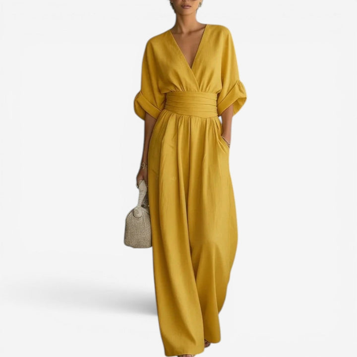 Jessica | Elegant Wide Sleeve V-Neck Jumpsuit