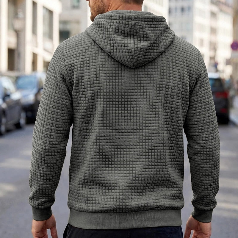 Hugh | Textured Hooded Pullover Hoodie