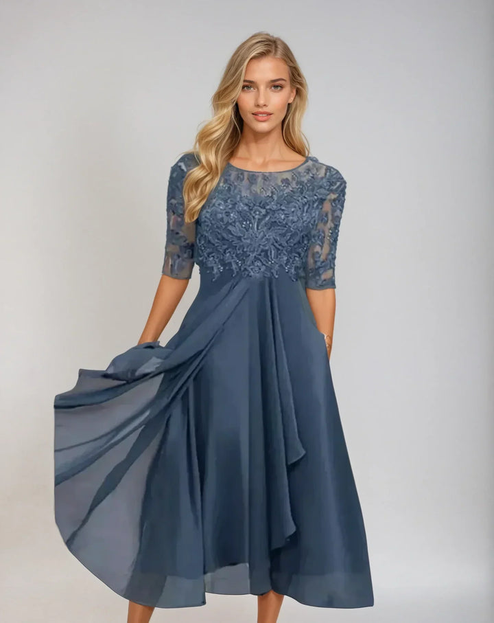 Haisley | Elegant Floral Sleeve Midi Dress