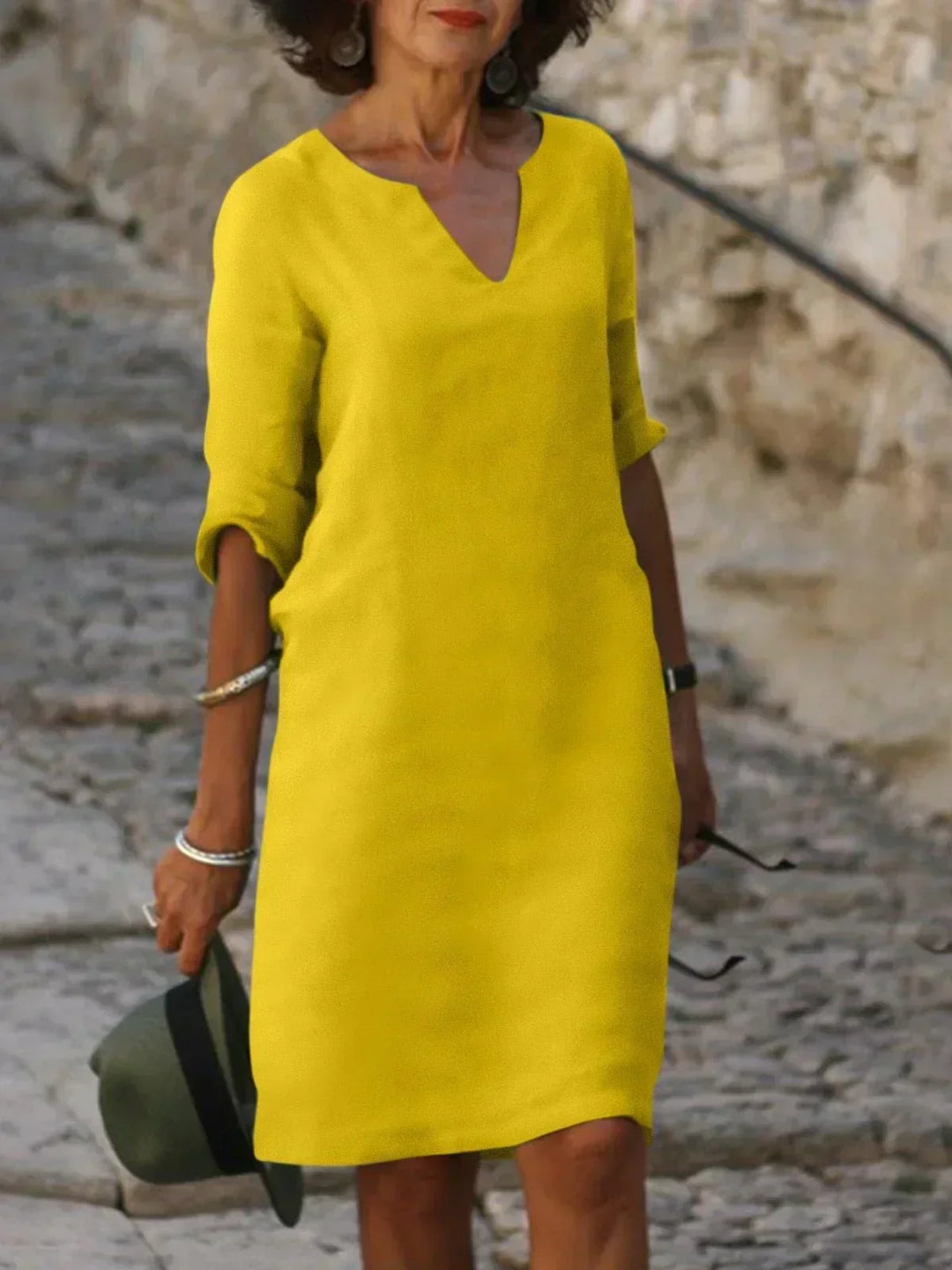 Rosalie | Elegant V-Neck Draped Midi Dress