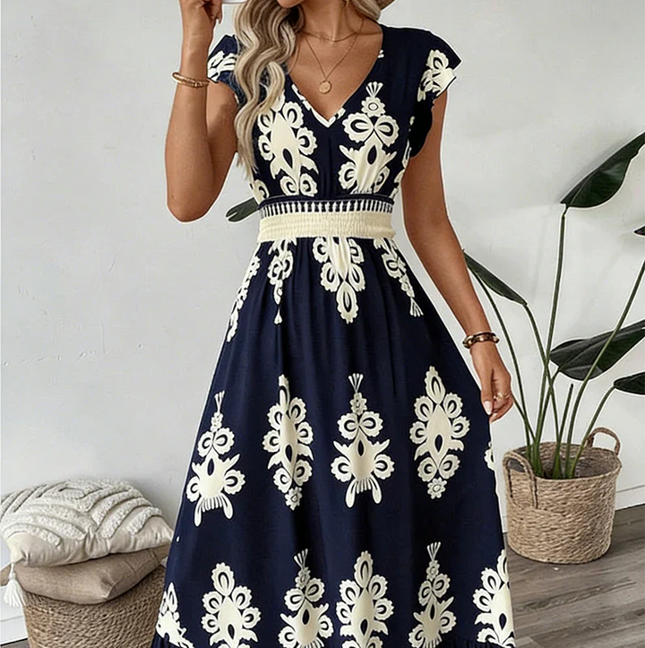 Candice | Sleeveless Aztec Midi Dress
