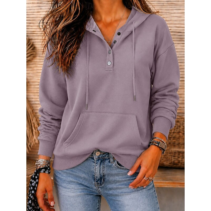 Loretta | Relaxed Button-Neck Hoodie